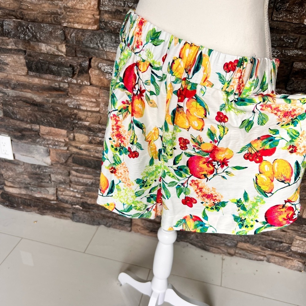 White Floral Fruit Print Shorts - Picture 8 of 16